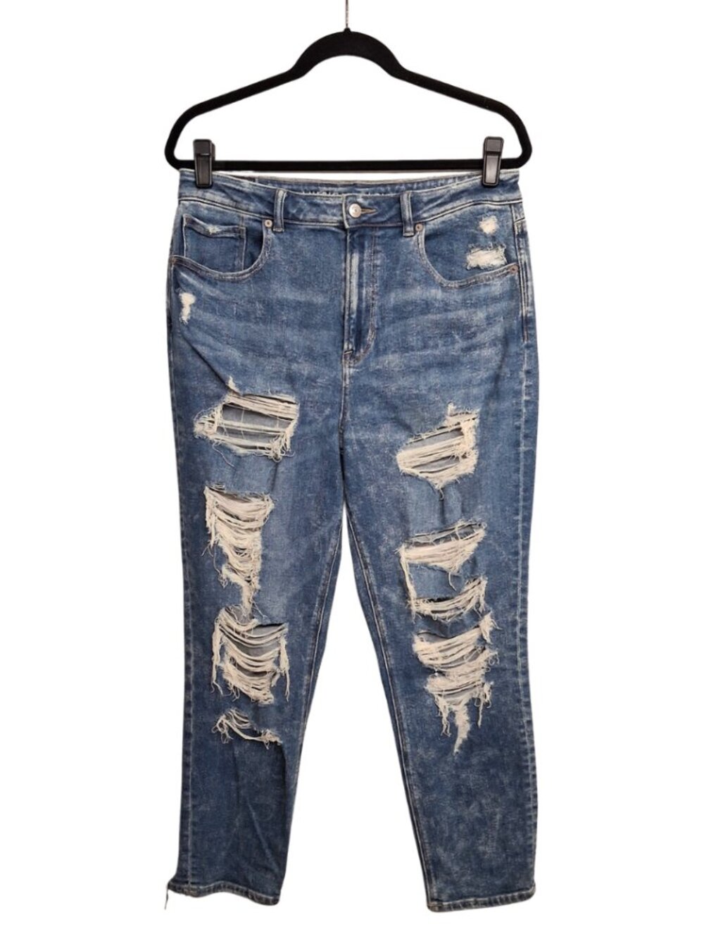 AMERICAN EAGLE Mom Jean Stretch Distressed Blue Women’s Jeans 12 Regular